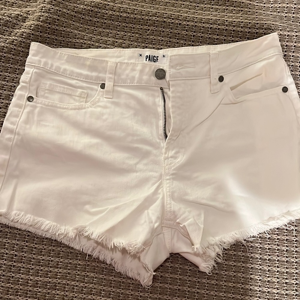 Paige white jean shorts